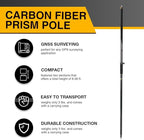 GPS Pole, 6.6FT Surveying Prism Pole, 2M Prism Pole for Land Surveying, Black