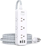 Mifaso Extension Cord, Surge Protector Power Strip, Long Extension Cord with 9 Outlets 3 USB Ports, Extension Cord with Multiple Outlets, USB Power Strip for Dorm Room Essentials, College(10FT, White)