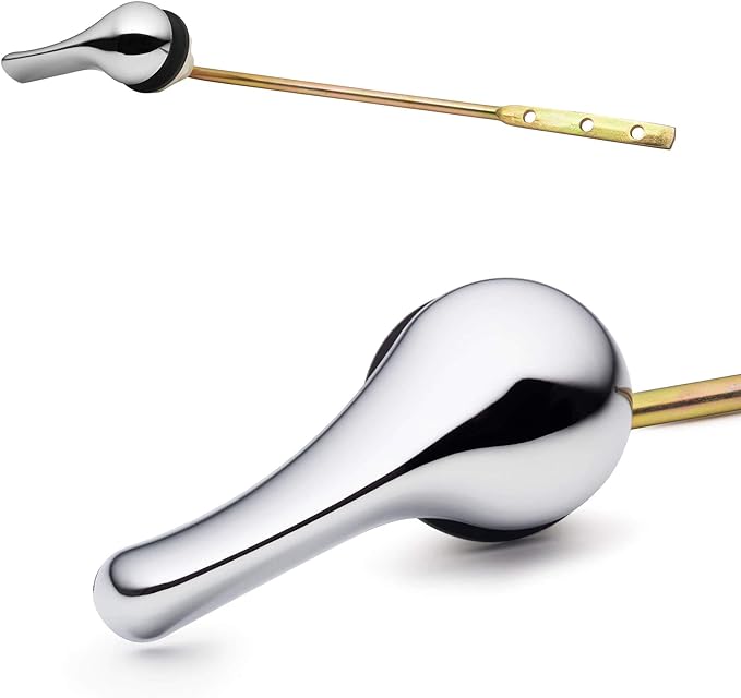 Qualihome Toilet Handle Lever Flush Replacement, Front Mount, Chrome, Universal Fitting