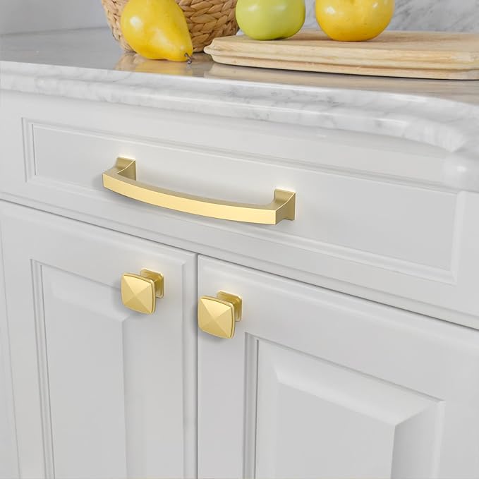 Asidrama 10 Pack 4 Inch(102mm) Brushed Gold Kitchen Cabinet Handles, Cabinet Pulls Kitchen Cabinet Hardware for Cupboard Drawer Pulls