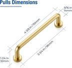 JOY DECOR Cabinet Pulls – 3-3/4 Inch Hole Center, Brushed Brass, 2 Pack, Zinc Alloy Cabinet Handles for Drawers & Cupboard – Vintage Style Hardware for Kitchen, Bathroom, Dresser, Furniture Makeover