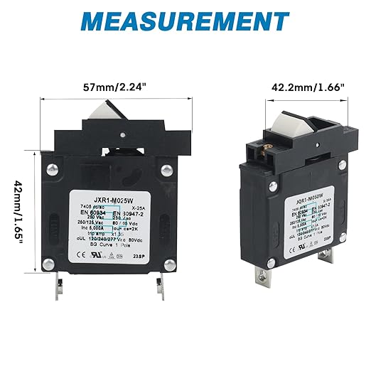 GLOSO Single Pole Miniature Circuit Breaker Manual Reset Switch Yachts Campers Caravans Control Panel M4 Screw Black Rocker 5A J1P