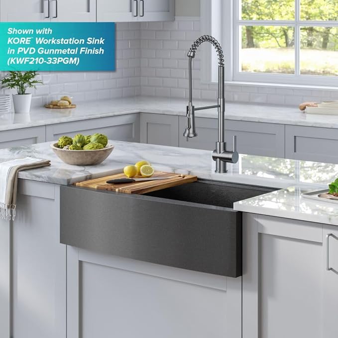 KRAUS Britt 2nd Gen Commercial Style Pull-Down Single Handle Kitchen Faucet in Spot Free Stainless Steel, KPF-1691SFS