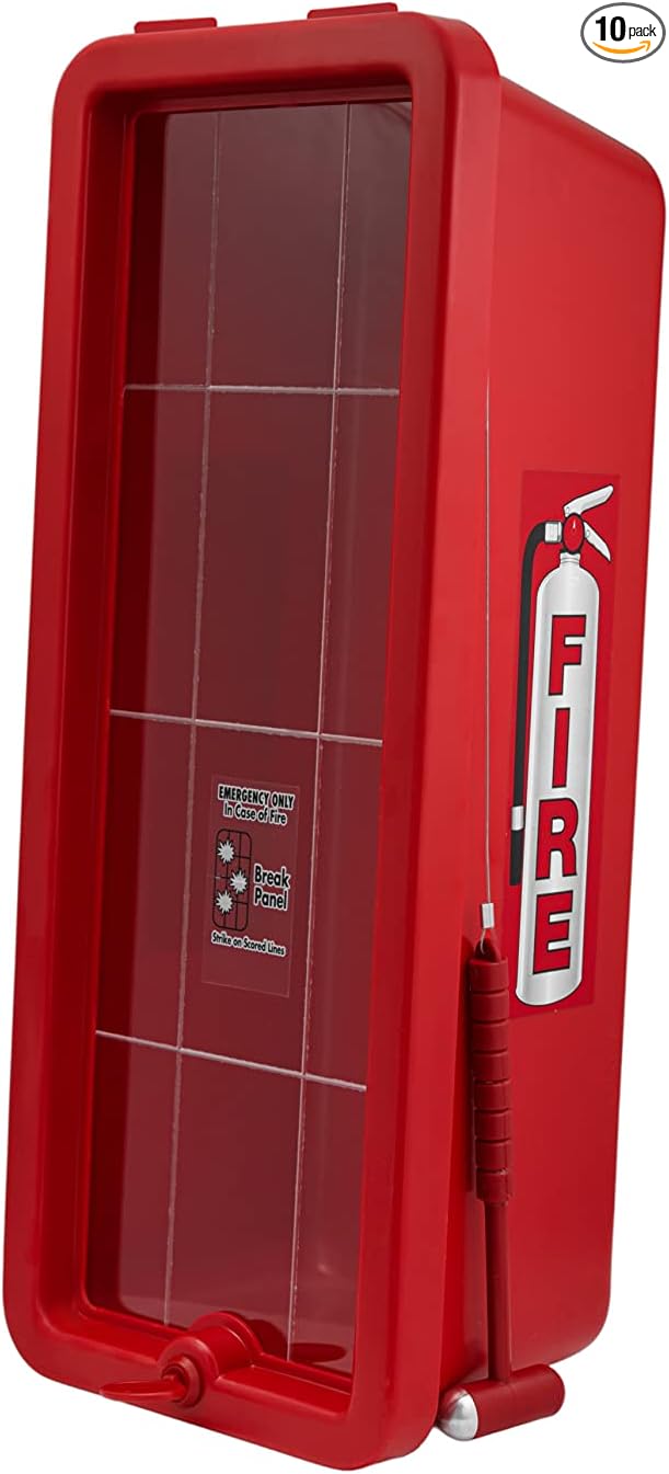 Fire Extinguisher Cabinet Fire Extinguisher Box Outdoor Fire Cabinet Mounted Fire Extinguisher Cabinet Fire Extinguisher Cover (Red with Hammer Attachment, Rx350, Plastic, 10 Pounds, 10, AKA1)