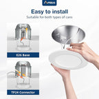 Amico Recessed Lighting 5/6 Inch, 24 Pack 5CCT Flat LED Can Lights, 2700K/3000K/4000K/5000K/6000K Selectable,12W Eqv 120W, 1050LM Brightness, Retrofit Installation - ETL & FCC