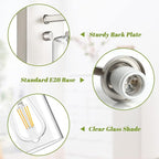 Set of 2 Wall Sconces for Bathroom, Brushed Nickel Vanity Light Fixtures, Modern Wall Mount Lighting Lanterns, Farmhouse Wall Lamps with Clear Glass Shade for Bedroom Living Room Mirror Hallway Porch