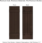 Board & Batten Vinyl Shutters (1 Pair) | 14.5"x35" (4-Board) - Coffee Bean | Exterior Window Shutters | Includes Mounting Hardware | Simple Installation | Made in USA