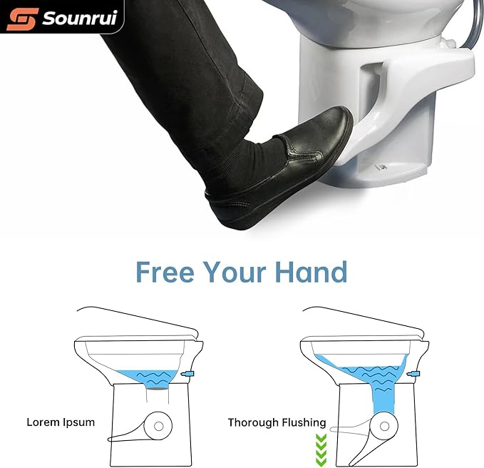 RV Toilet Foot Flush Pedal for Thetford High Profile Model Aqua-Magic Style II & Residence – OEM 42067 Replacement with Closet Flange, Hands-Free Kick Lever Assembly