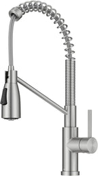 KRAUS Coda Commercial Style 2-Function Single Handle Pull Down Kitchen Faucet in Spot-Free Stainless Steel, KPF-1617SFS