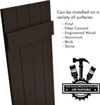 Board & Batten Vinyl Shutters (1 Pair) | 14.5"x67" (4-Board) - Stone Mason Brown | Exterior Window Shutters | Includes Mounting Hardware | Simple Installation | Made in USA