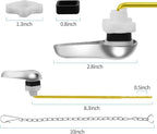 Toilet Flush Handle Replacement Kit, Zinc Alloy Toilet Handle Brass Lavatory Flusher Lever for Most American Standard Toilet Bowls, Universal Replacement Kit (Silver)