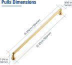 JOY DECOR Cabinet Pulls – 12-3/5 Inch Hole Center, Brushed Brass, 10 Pack, Zinc Alloy Cabinet Handles for Drawers & Cupboard – Vintage Style Hardware for Kitchen, Bathroom, Dresser, Furniture Makeover