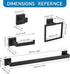 5 Pieces Bathroom Hardware Accessories Set Black Towel Bar Set Towel Holder Racks Set for Bathroom,SUS304 Stainless Steel,Wall Mounted 23.6-Inch