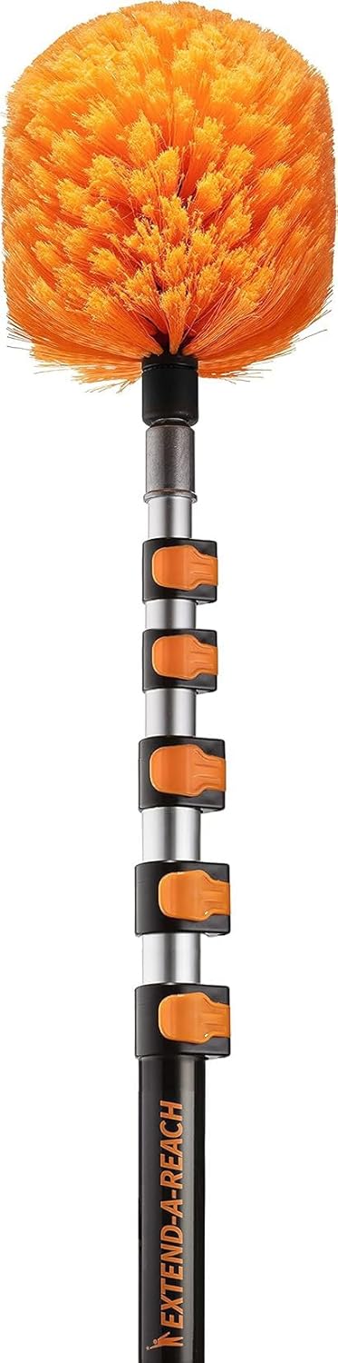 5-25 ft Cobweb Duster with Extension Pole // 30+ Foot High Reach Spider Web Cleaner Cobweb Brush for Outdoor & Indoor Web Cleaning // Lightweight & Sturdy Telescopic Pole // The Ultimate Dusting Kit