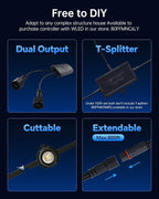 ASAHOM AI Permanent Outdoor Lights S107B, 100FT with 72 RGBCW LED Lights and Dual Output, 30,000 Lighting Effect Combination, IP67 Waterproof for House Halloween Christmas and Daily Decoration, Black