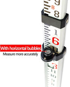 Grade Rod，16-Foot Aluminum Grade Rod - 10ths，Grade Stick,Grade Stick for Laser Level，Survey Rod，Grade Rods，Survey Pole，With Bubble Level, 5-Stage Telescopic，Double-Sided Scale Telescopic Leveling Rod