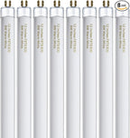 8 Pack F8T5/WW Fluorescent Bulbs Warm White, 12 inch Under Cabinet Light Bulb, T5 8 Watt Fluorescent Tube Soft White, G5 Mini Bi 460 Lumens No Dimmable
