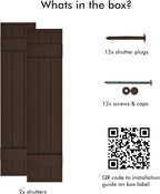 Board & Batten Vinyl Shutters (1 Pair) | 11"x43" (3-Board) - Coffee Bean | Exterior Window Shutters | Includes Mounting Hardware | Simple Installation | Made in USA