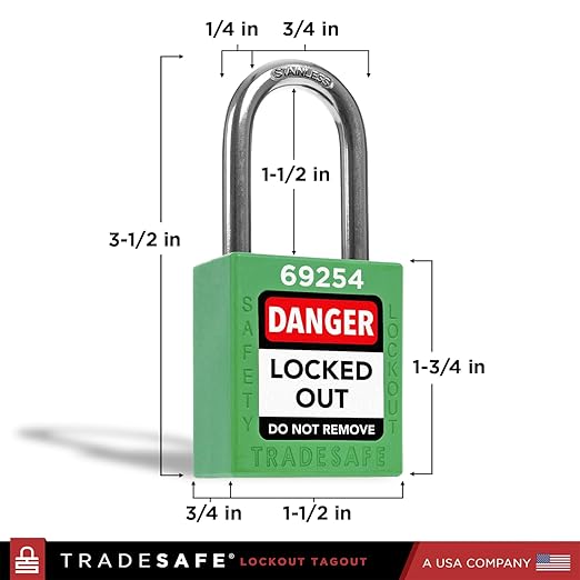 TRADESAFE Lockout Tagout Locks Set - 7 Green Loto Locks, Lockout Locks Keyed Different, 2 Keys Per Lock, OSHA Compliant Lock Out Tag Out Padlocks, Safety Padlocks for Electrical Lockout Tag Out Kits