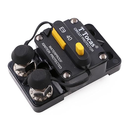 Double 3/8" Stud 40 Amp Thermal Circuit Breaker, Surface Mount, 12V - 72V DC UL Certified