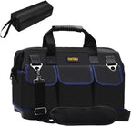 FASTECH 22 Inch Tool Bag, Waterproof Wide Mouth Tool Kit, Heavy Duty Tool Bag Organizer With Shoulder Straps and Molded Base, Tool Storage Package For Screwdrivers, Pliers, Nut Drivers (DarkBlue22IN)