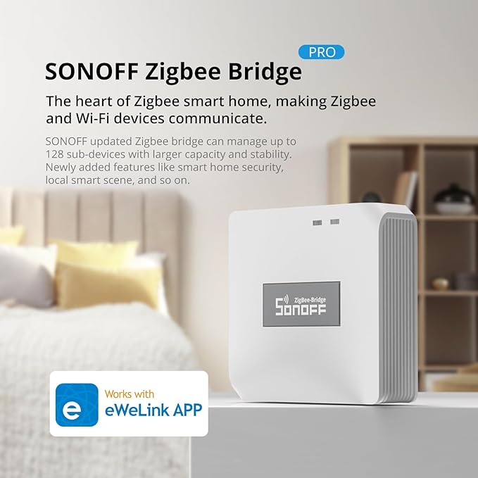 SONOFF Zigbee Bridge Pro Hub, ZigBee 3.0 Smart Gateway, APP Control and Multi-Device Management, Compatible with SONOFF Zigbee Devices
