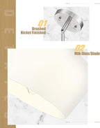 Emak 2 Pack Brushed Nickel Pendant Light Fixtures, 8 Inch Milk Glass Pendant Lights Kitchen Island, Modern Island Lights for Kitchen, Dining Room, Bathroom, PL122-BN-ML-2PK