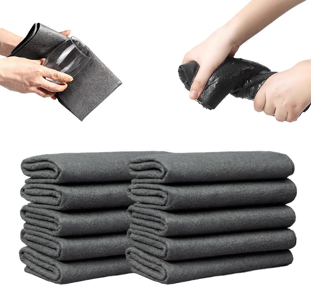 Thickened Magic Cleaning Cloth, 2026 New Reuseable Streak Free Microfiber Cloth Magic Fiber Microfiber Cleaning Cloth, Multipurpose Miracle Rags for Kitchen, Window, Glass, Cars (10pcs, 16x12 in)