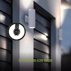 ASD 2 Light Outdoor Wall Light Fixture | 120W E26 Bulb Socket 120V ETL Cylinder Up Down Lights | LED/CFL/Incandescent Bulb Exterior Wall Sconce | Front Door, Porch, Patio Lighting | White, 6 Pack