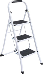 3-Step Ladders Folding Step Stool with Anti Slip Pedal and Handgrip Portable Sturdy Ladder for Home & Office 330 Lbs White