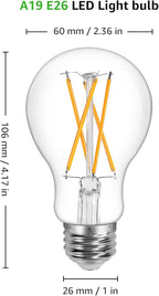 Lepro Vintage LED Bulbs, Dimmable Filament Bulb, 8W 800LM, 60W Equivalent, 2700K Warm White, Classic Clear Glass, A19 Shape, E26 Base, Pack of 5