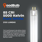 GoodBulb 21-Watt 34 Inch T5 Fluorescent Light Bulb 5000K Daylight White Color Medium Bi-Pin Base 2100 Lumens 85 CRI 36000 Life Hours Instant/Programmed Start Pack of 40 Bulbs