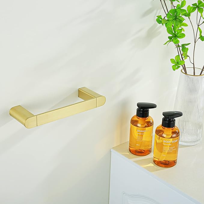 RANDOM 9 inch Brushed Gold Towel Bar Bathroom Gold Towel Holder Kitchen Dish Cloths Hanger Hand Towel Rod/Rack SUS304 Stainless Steel Wall Mounted Towel Rack Brushed Brass 96026-2-9BG.