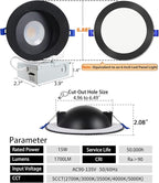 Adetu Led Recessed Lighting 6 inch, 360°+90° Adjustable Directional Gimbal 6 inch Led Recessed Light, 2700K-5000K 5CCT Dimmable Retrofit Eyeball Can Recessed Lights with Jbox, ET (Black,6 Pack)