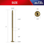 #14 x 5 Inch Lag Screws (25Pcs) 1lb. Structural Wood Screw, Bronze, Carbon Steel, Washer Head, Rust Resistant epoxy Coated, T30 Star Bit