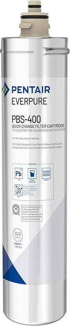 Pentair Everpure PBS-400 Quick-Change Filter Cartridge, EV927086, For Use In Everpure PBS-400 Drinking Water System, 3,000 Gallon Capacity, 0.5 Micron