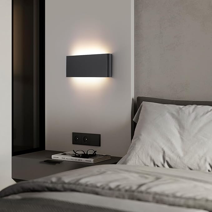 11"Modern LED vanity light,15W Dimmable 5 CCT (3000K-6500K) Adjustable Wall Lamp,Up and Down Wall Lighting,Indoor Wall Sconce for Bedroom,Staircase,Hallway,Dressing Table, 4Pack（Black）