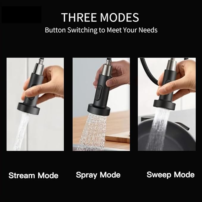 Smart Kitchen Faucet, 3 Modes Pull Down Sprayer, Touch On Sensor Activated, LED Temperature Control, 360-Degree Rotation,1 or 3 Hole Deck Plate. 10-Year Warranty. (KW-66NR, Brushed Nickel/Black)