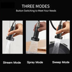 Smart Kitchen Faucet, 3 Modes Pull Down Sprayer, Touch On Sensor Activated, LED Temperature Control, 360-Degree Rotation,1 or 3 Hole Deck Plate. 10-Year Warranty. (KW-66NR, Brushed Nickel/Black)