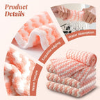 Coral Fleece Striped Rag Cleaning Dish Cloth, Reusable and Washable Microfiber Cleaning Rag, Absorbent Streak Free Lint Free Rags, Kitchen Clean Towels for Scrubs Dishes, Sinks Cleans (Pink, 20PCS)