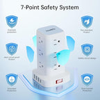 PD 20W USB C Surge Protector, Mini Power Strip Tower Travel 12 AC 4 USB Power Strip with USB Ports 6.5FT Overload Protection for Home Office