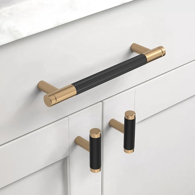 Amerdeco 10 Pack 2 Inch Champagne Bronze Black Cabinet Knobs Single Hole Cabinet Pulls Dresser Knobs Round Drawer Knobs and Pulls for Bathroom Cabinets ZH0040