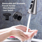 Universal Kitchen Faucet Replacement Pull Down Sprayer with 3-Spray Modes & 16 Adapters - Compatible with Moen, Kohler, and Delta and Sink Faucets (Brushed Nickel)