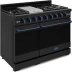 Gordon Ramsay by THOR Kitchen 48 Inch Professional Gas Range with Double Oven in Black/Navy Blue