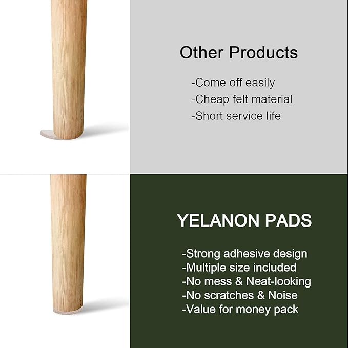 Yelanon Felt Furniture Pads -182 Pcs Premium Felt Pads for Chair Legs Furniture, Floor Protectors for Hardwood Floors,Brown & Beige
