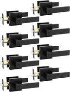8 Pack Square Privacy Door Levers Locksets in Matte Black Finish, Bed/Bath Door Levers Keyless Interior Handles,Reversible for Left Right Handed Doors