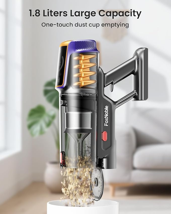 Cordless Vacuum Cleaner,48KPa/580W/65Mins Vacuum,Self-Standing Vacuum Cleaners for Home,Stick Vacuum with LED Display &Anti-tangle Brush,Vacuum Cleaner for Hardwood Floors,Carpet,Pet Hair,Car