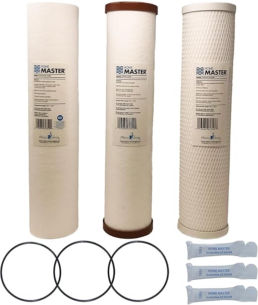 Home Master Whole House Three Stage Water Filtration System with Fine Sediment, Iron and Carbon, Blue