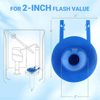 Universal Toilet Flapper Replacement 2 Inch - Compatible with Most American Standard Kohler Fluidmaster Toto Gerber Toilets Tank Water Saving Rubber Flush Valve Flapper with Stainless Chain Blue 2Pack
