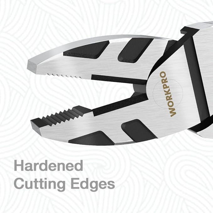 WORKPRO 8-Inch Linesman Pliers in CRV Steel for Twisting and Cutting Wires, Clamping Screws